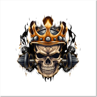 Barbells with Skull with crown Posters and Art